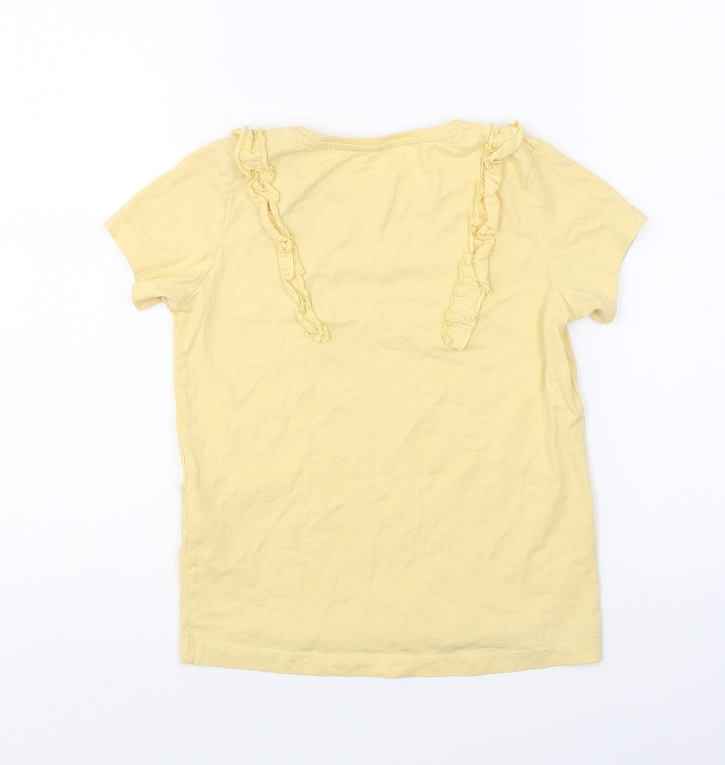 Primark Girls Yellow Polyester Basic T-Shirt Size 9-10 Years Round Neck Pullover