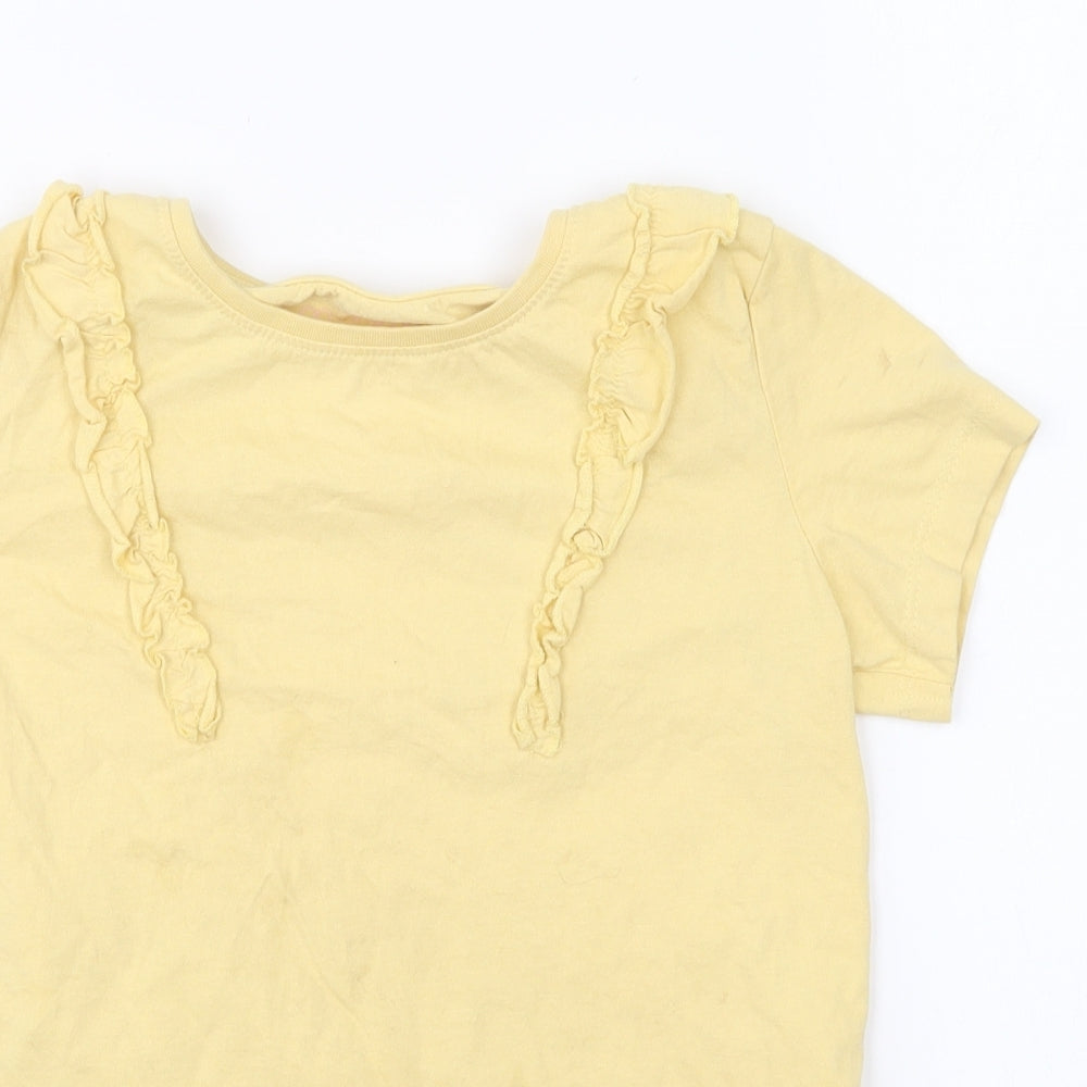 Primark Girls Yellow Polyester Basic T-Shirt Size 9-10 Years Round Neck Pullover