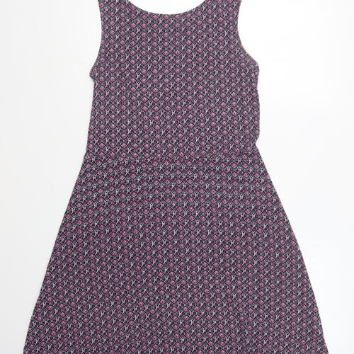 NEXT Womens Purple Geometric Viscose A-Line Size 10 Round Neck Pullover