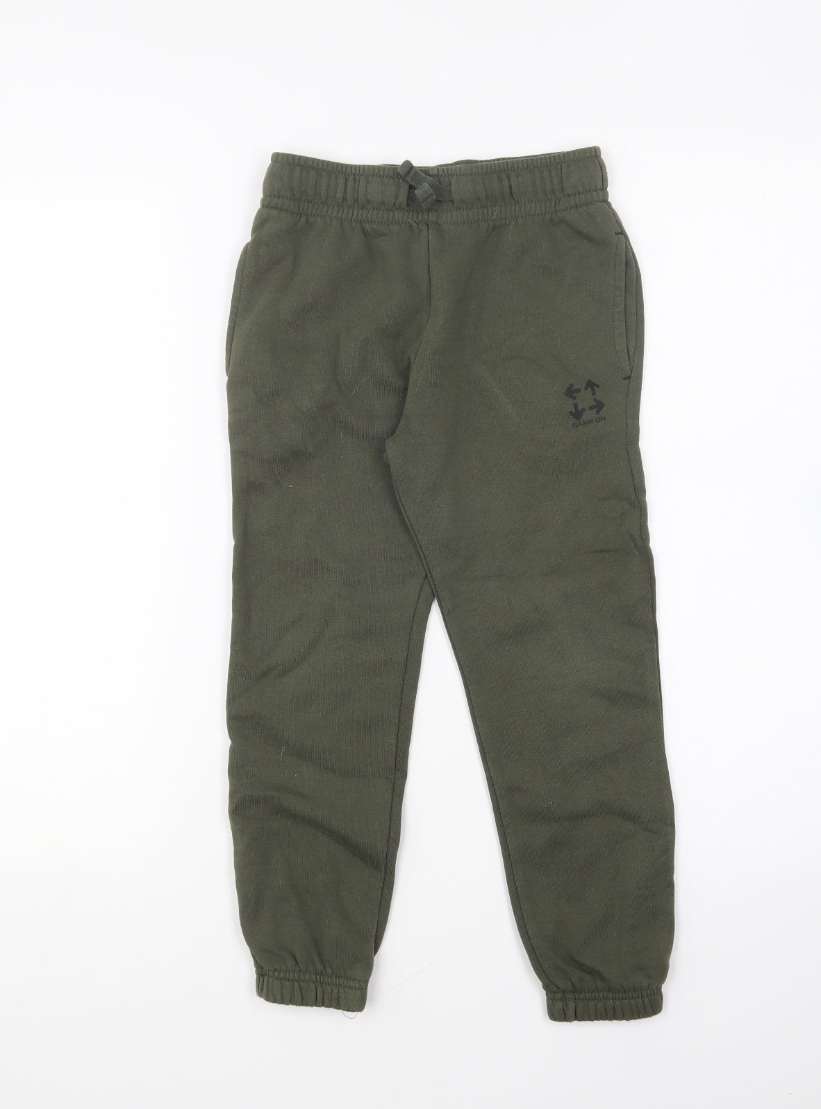 F&F Boys Green Polyester Jogger Trousers Size 6-7 Years Regular Drawstring
