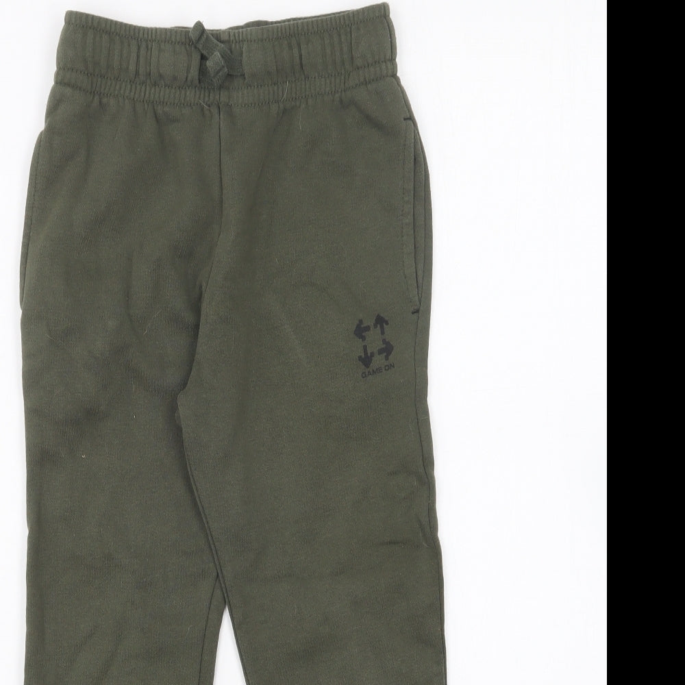 F&F Boys Green Polyester Jogger Trousers Size 6-7 Years Regular Drawstring