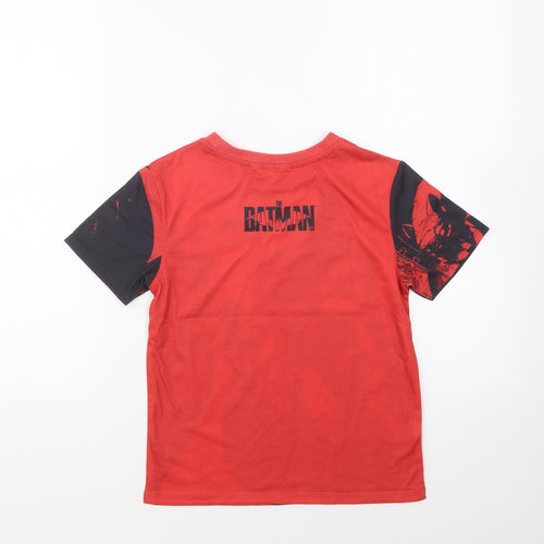 Preworn Boys Red Cotton Basic T-Shirt Size 8-9 Years Round Neck Pullover - Batman