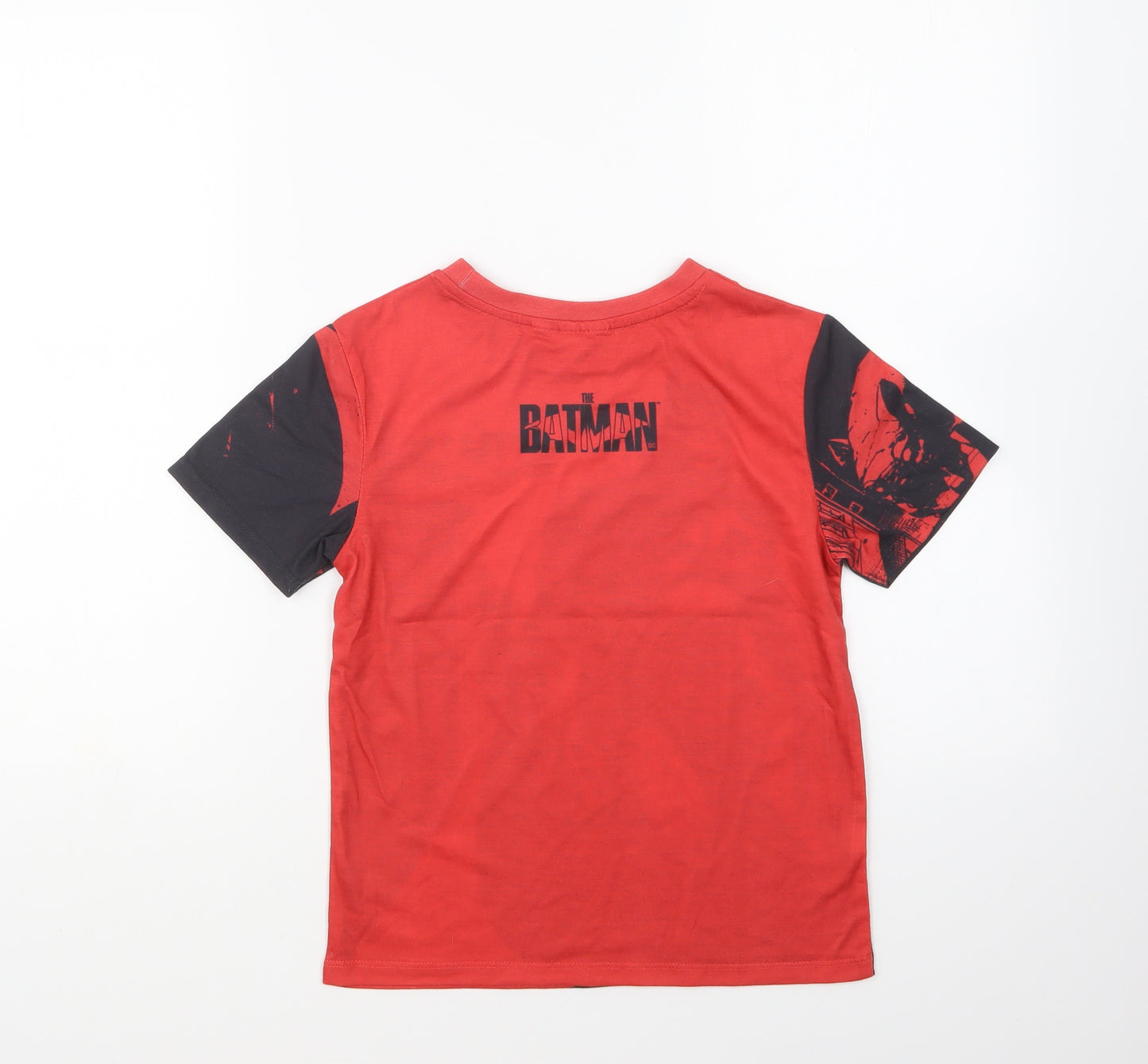 Preworn Boys Red Cotton Basic T-Shirt Size 8-9 Years Round Neck Pullover - Batman