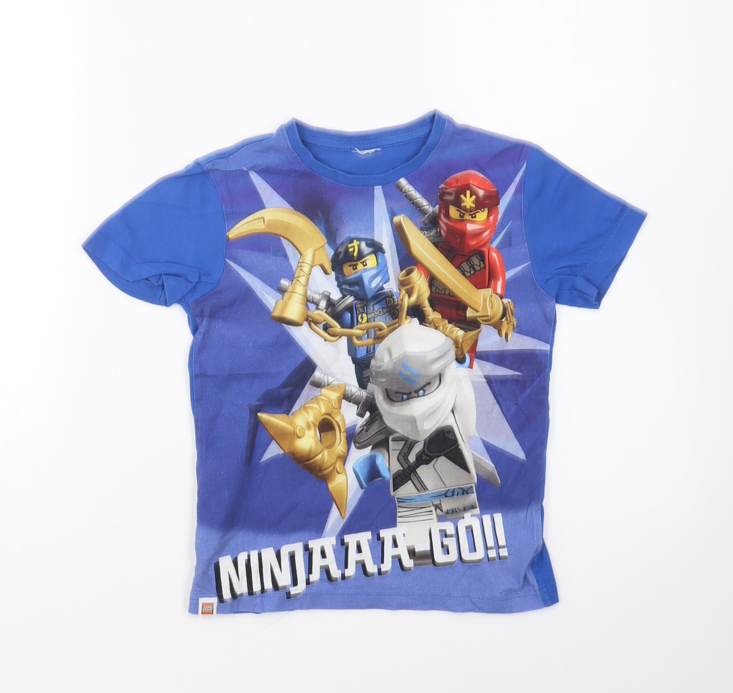 NEXT Boys Blue Cotton Basic T-Shirt Size 6 Years Round Neck Pullover - Lego