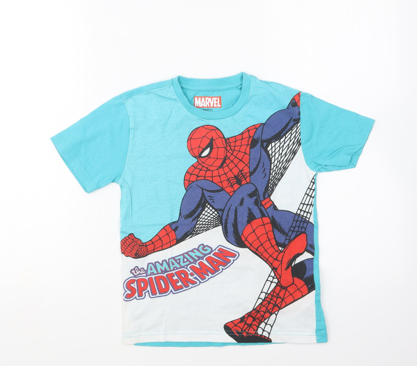 NEXT Boys Blue Cotton Basic T-Shirt Size 6 Years Round Neck Pullover - Spiderman