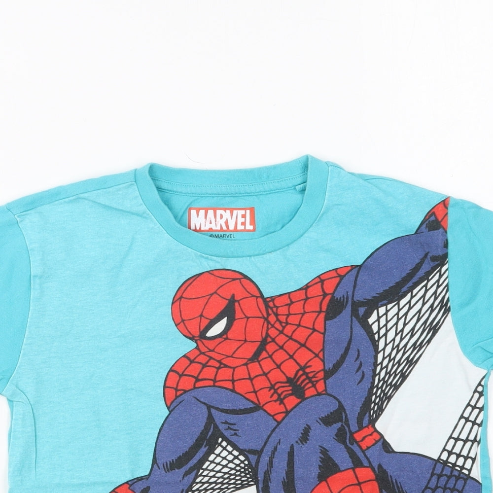 NEXT Boys Blue Cotton Basic T-Shirt Size 6 Years Round Neck Pullover - Spiderman