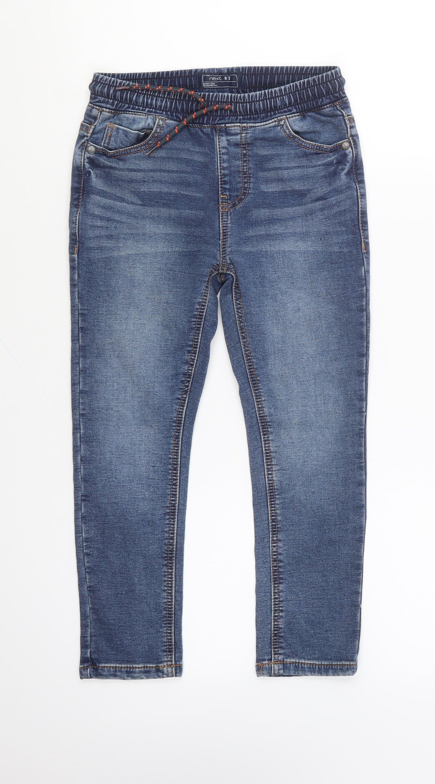 NEXT Boys Blue Cotton Straight Jeans Size 7 Years Regular Drawstring