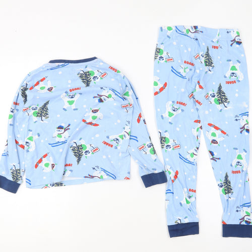 F&F Boys Blue Geometric Cotton Pyjama Set Size 7-8 Years Pullover