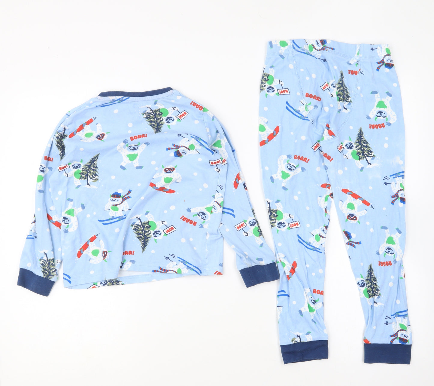 F&F Boys Blue Geometric Cotton Pyjama Set Size 7-8 Years Pullover