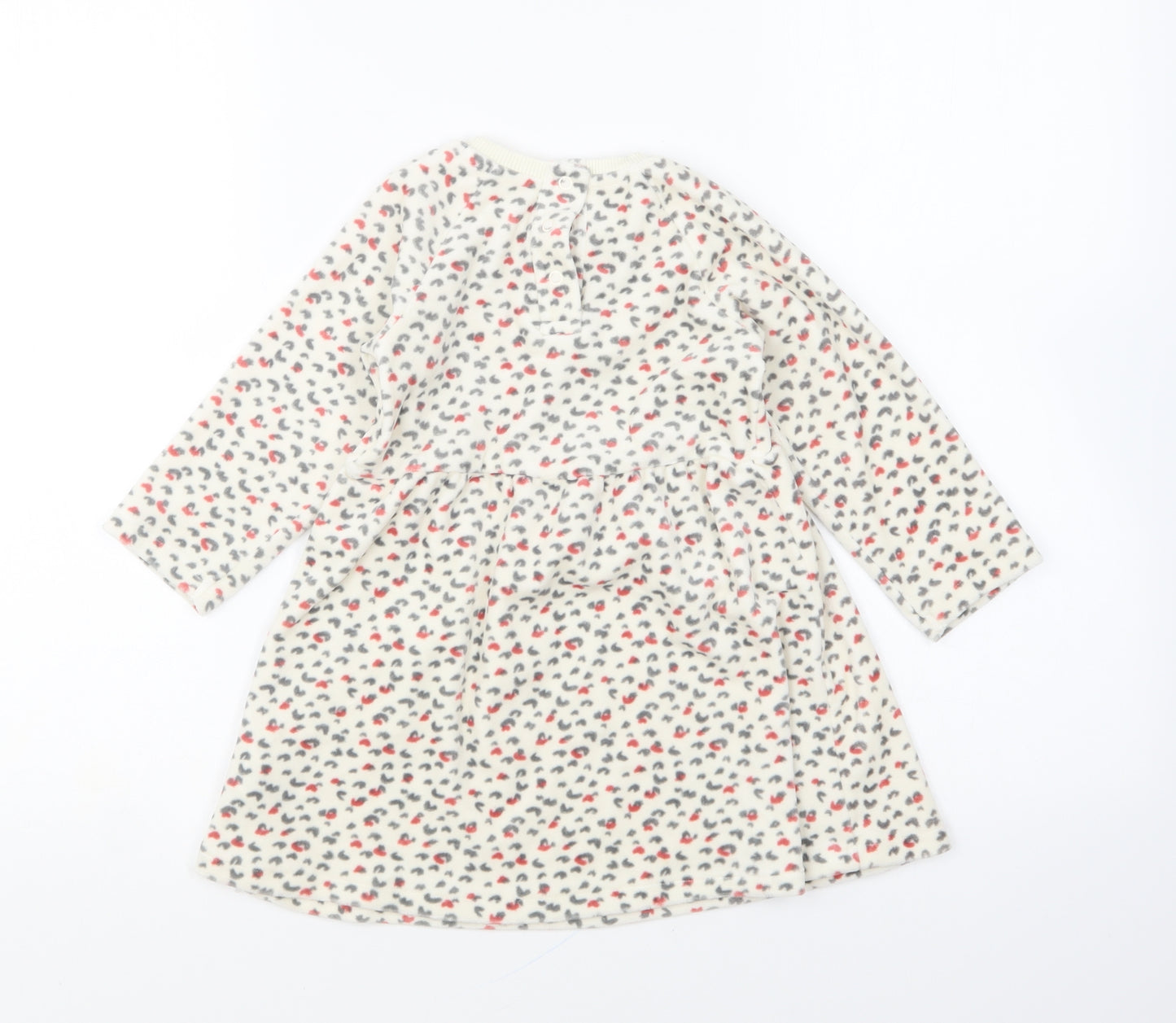Marks and Spencer Girls Multicoloured Animal Print Polyester Skater Dress Size 18-24 Months Round Neck Snap