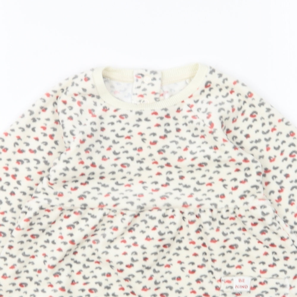 Marks and Spencer Girls Multicoloured Animal Print Polyester Skater Dress Size 18-24 Months Round Neck Snap