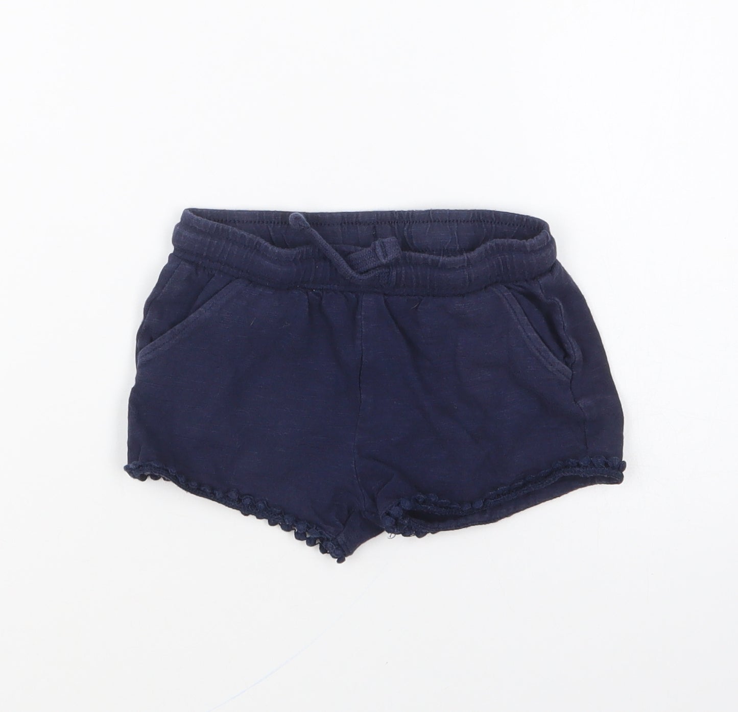 F&F Girls Blue Cotton Cropped Trousers Size 18-24 Months Drawstring