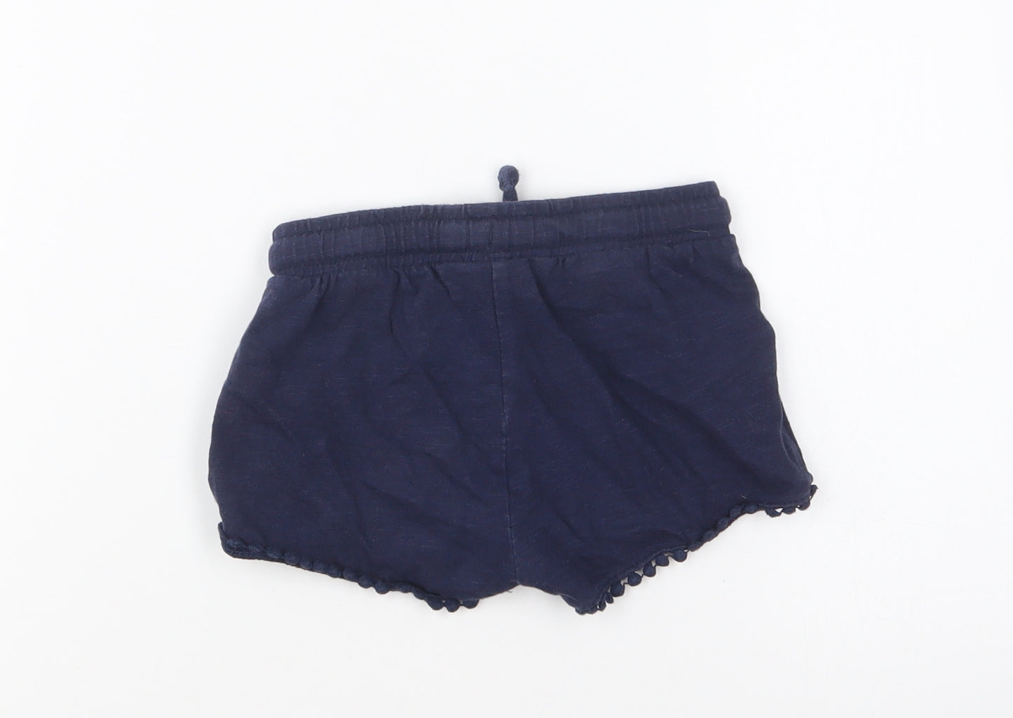 F&F Girls Blue Cotton Cropped Trousers Size 18-24 Months Drawstring