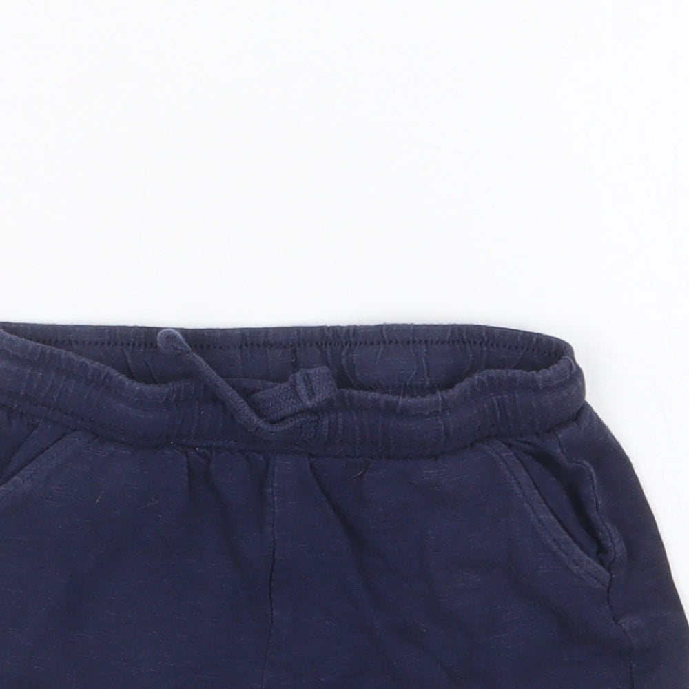 F&F Girls Blue Cotton Cropped Trousers Size 18-24 Months Drawstring