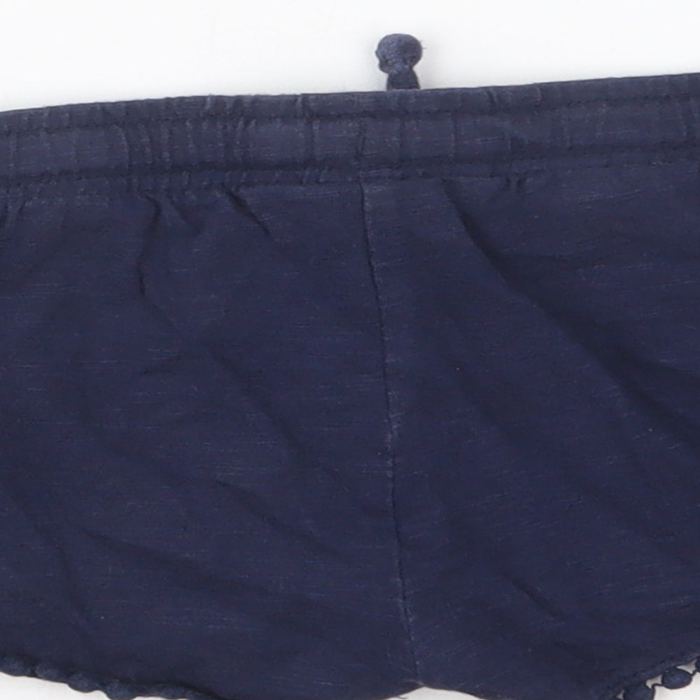 F&F Girls Blue Cotton Cropped Trousers Size 18-24 Months Drawstring