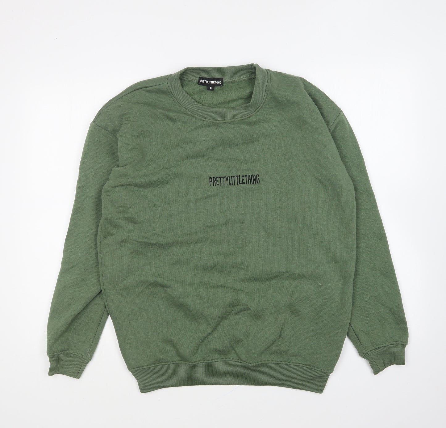 PRETTYLITTLETHING Womens Green Cotton Pullover Sweatshirt Size S Pullover
