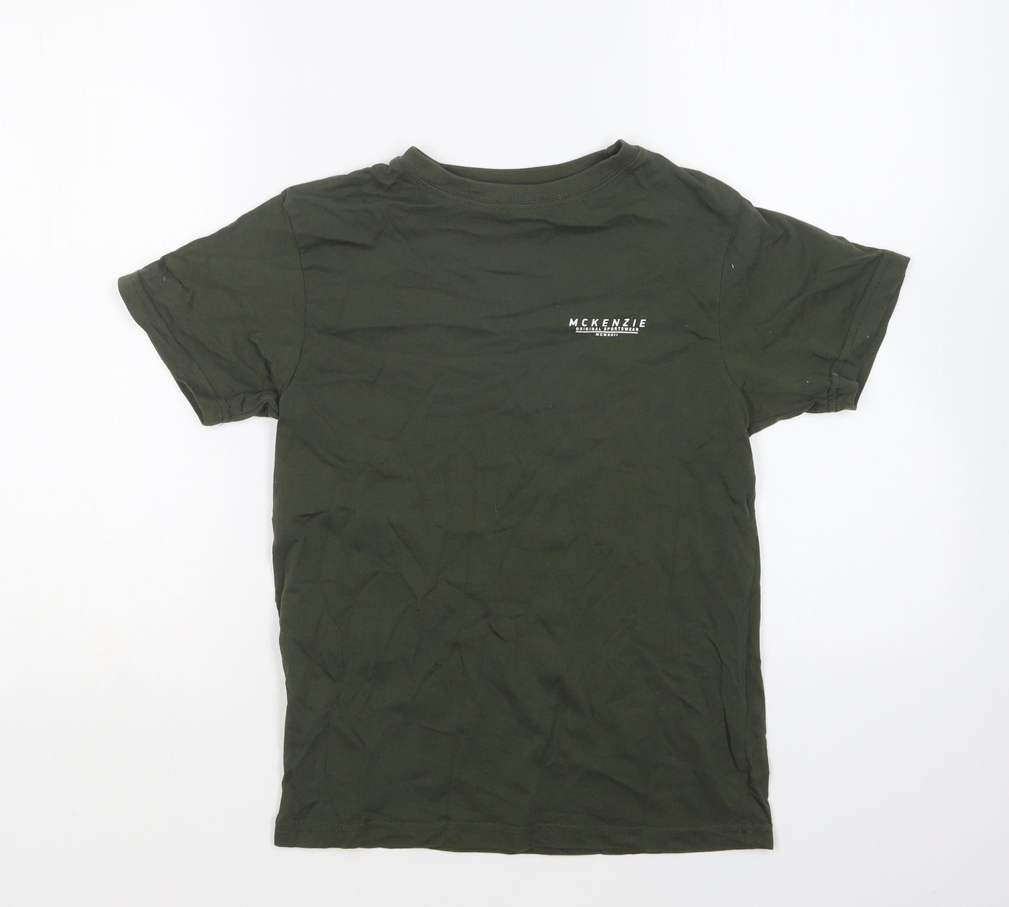 McKenzie Boys Green Cotton Basic T-Shirt Size 12-13 Years Round Neck Pullover