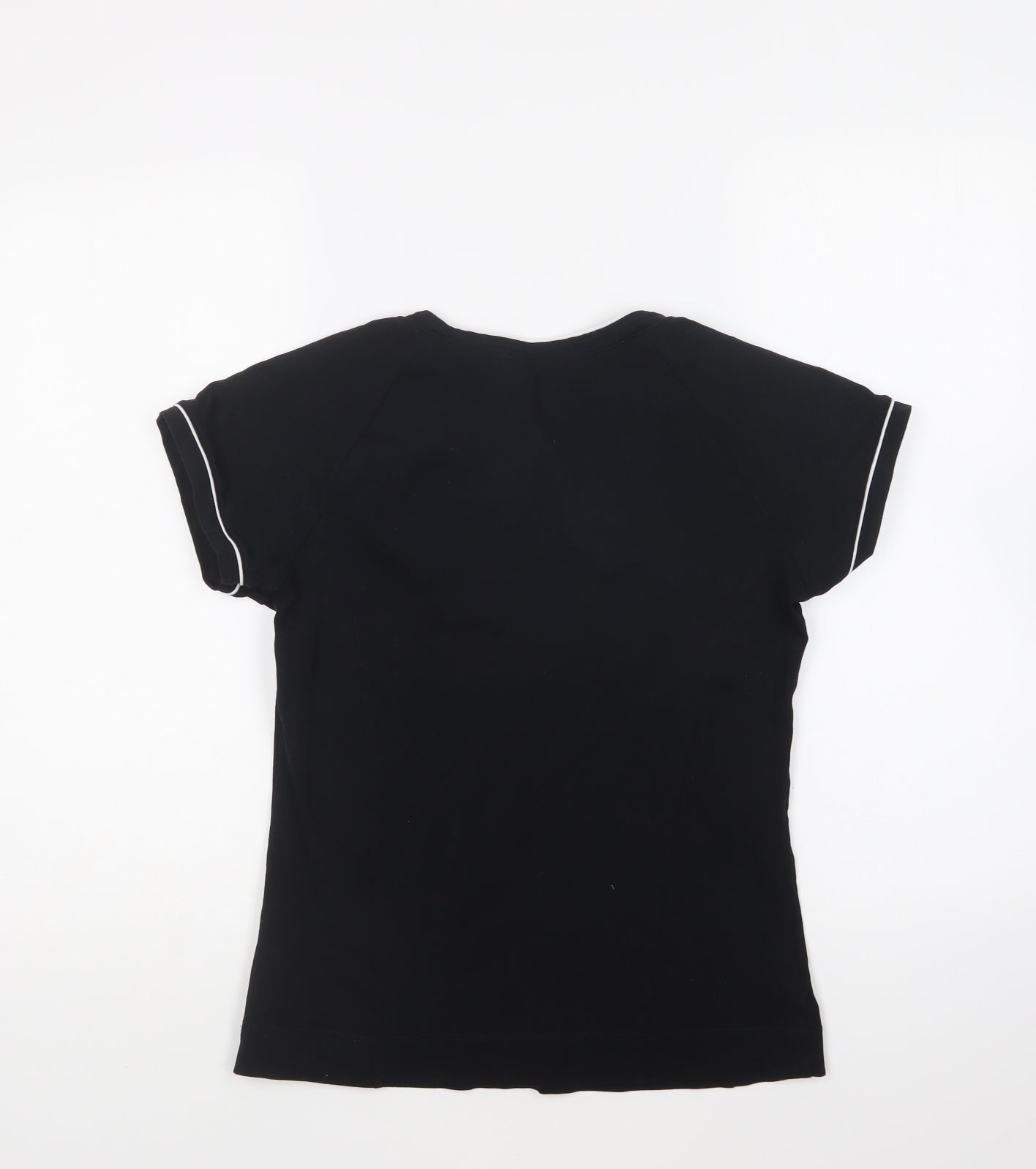 Marks and Spencer Womens Black Cotton Basic T-Shirt Size 14 Round Neck