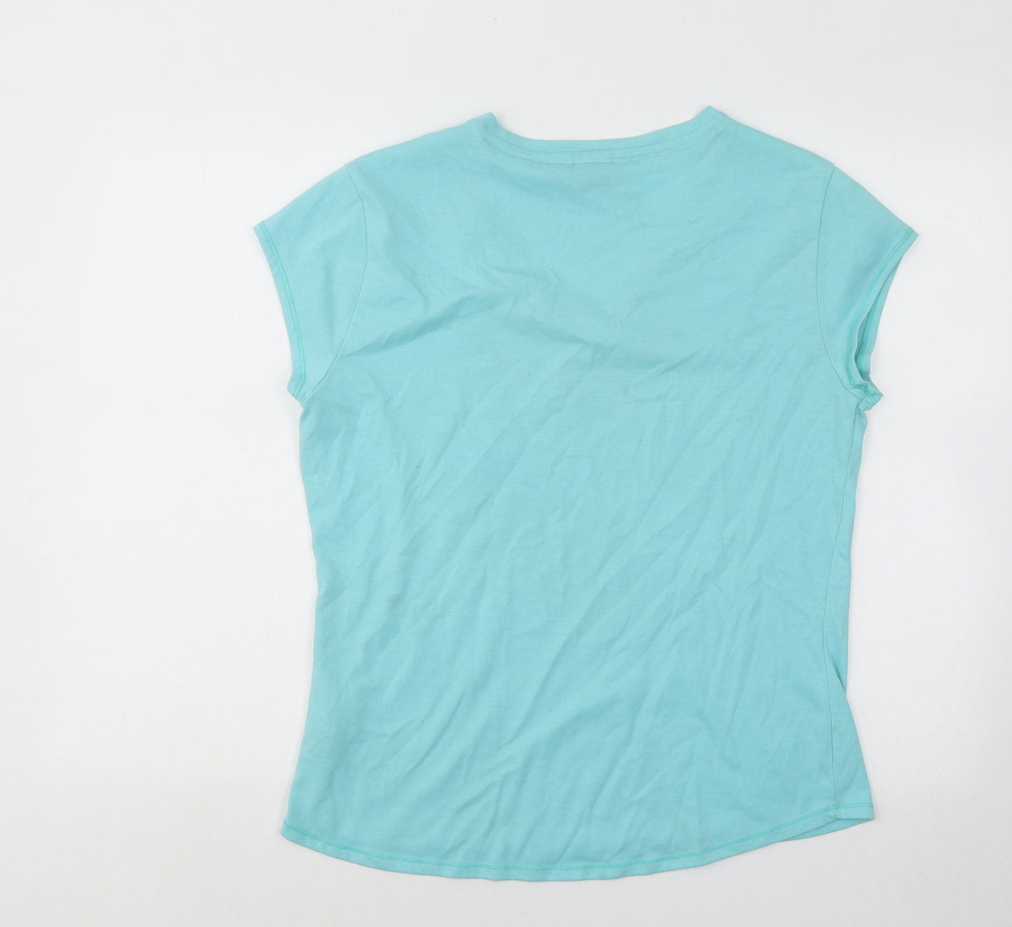 LA Gear Womens Blue Cotton Basic T-Shirt Size 16 V-Neck