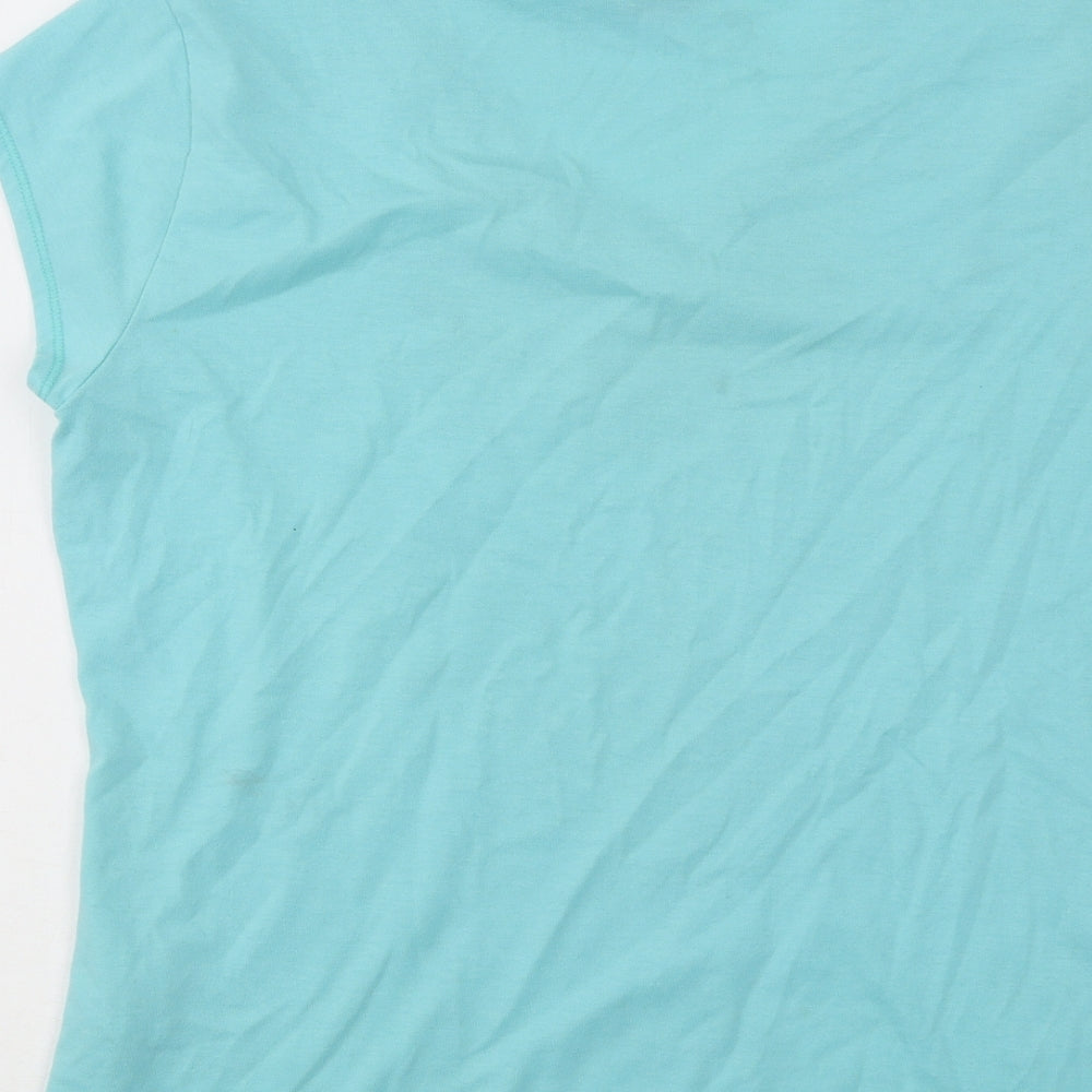 LA Gear Womens Blue Cotton Basic T-Shirt Size 16 V-Neck