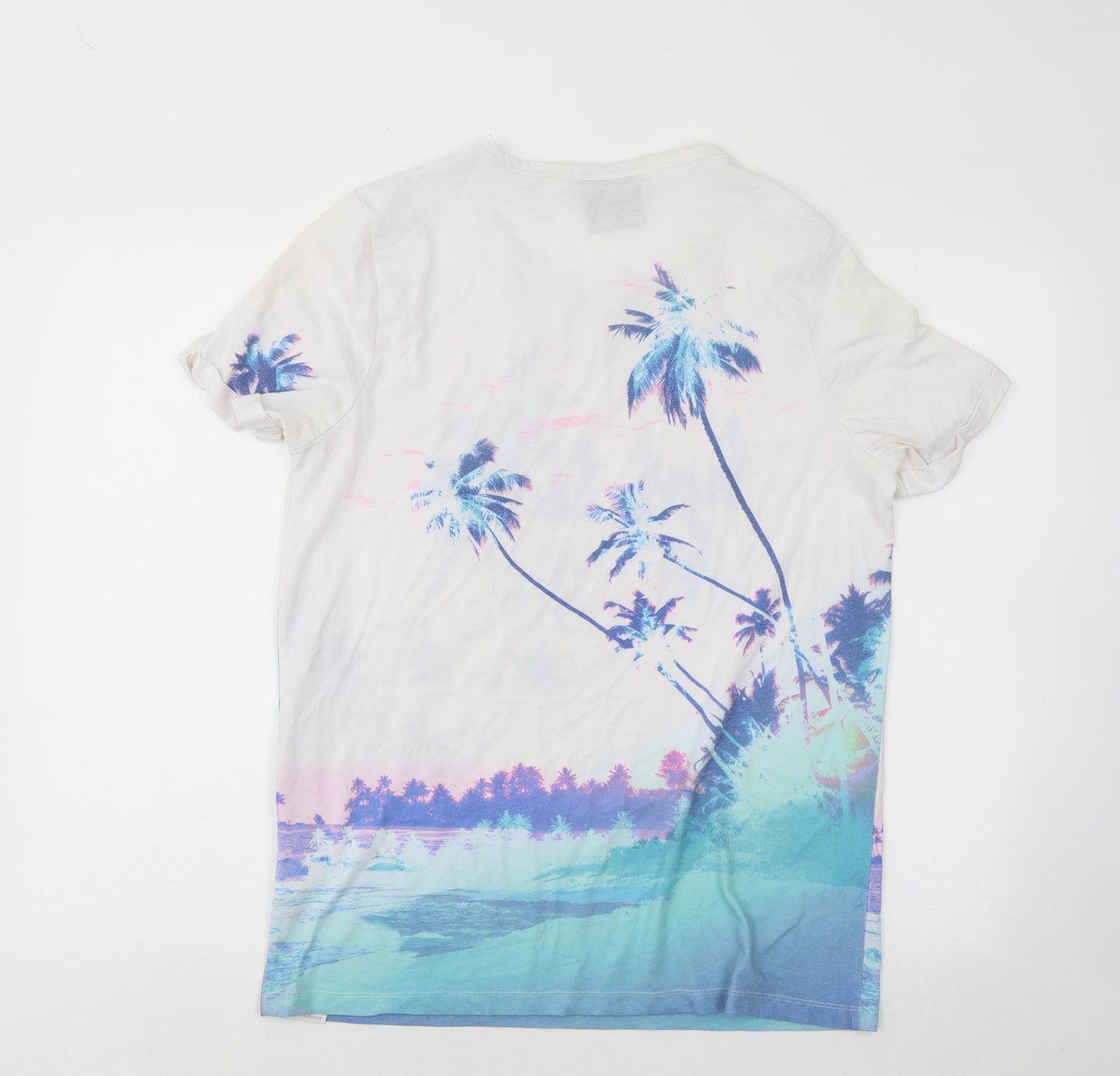 Hot Tuna Womens Multicoloured Cotton Basic T-Shirt Size 16 Round Neck - Palm Trees
