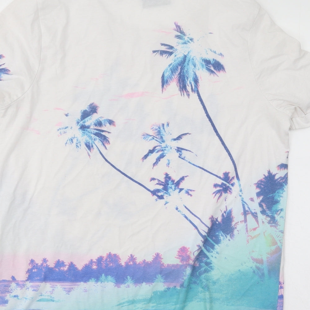Hot Tuna Womens Multicoloured Cotton Basic T-Shirt Size 16 Round Neck - Palm Trees