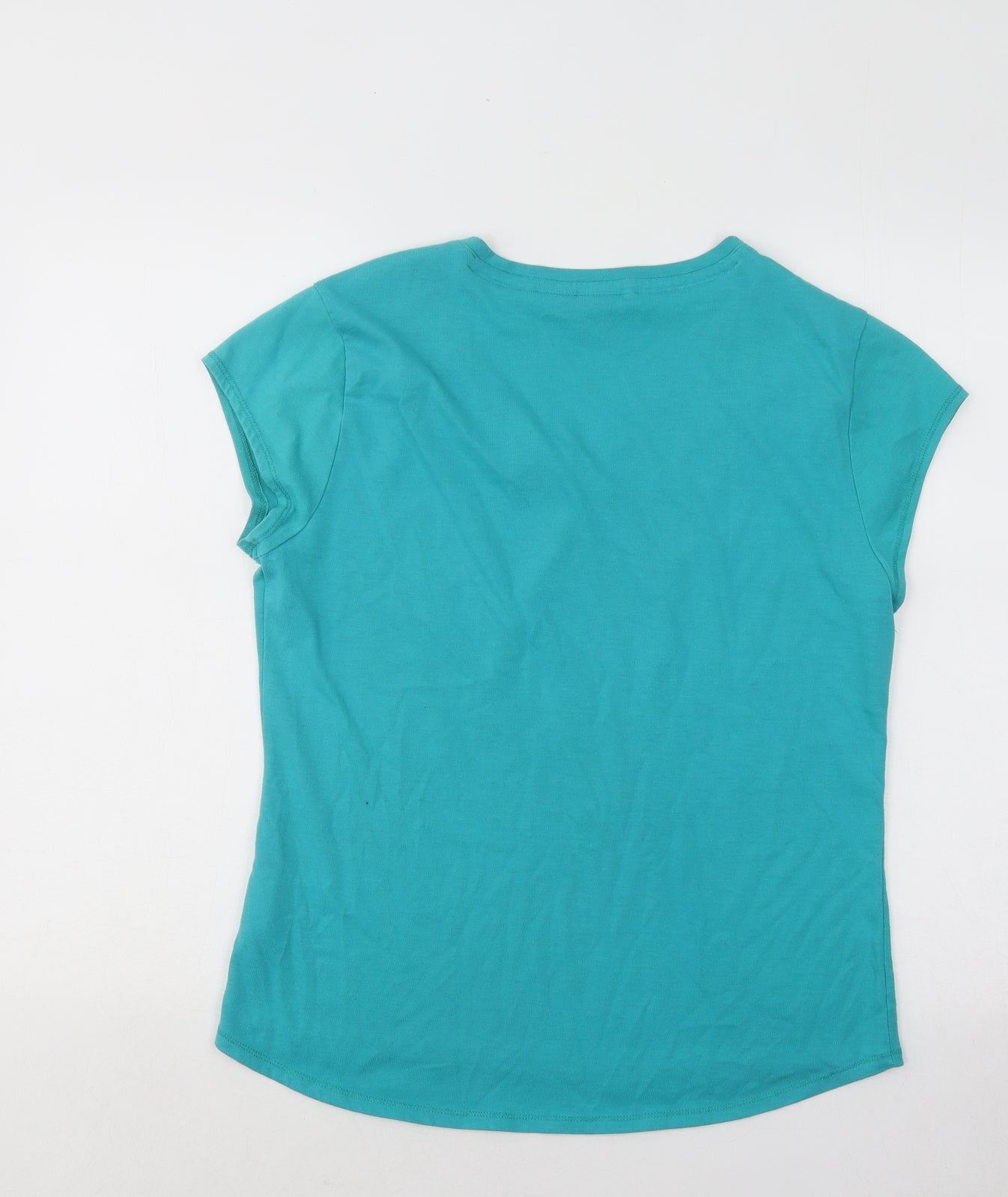 LA Gear Womens Blue Cotton Basic T-Shirt Size 16 V-Neck