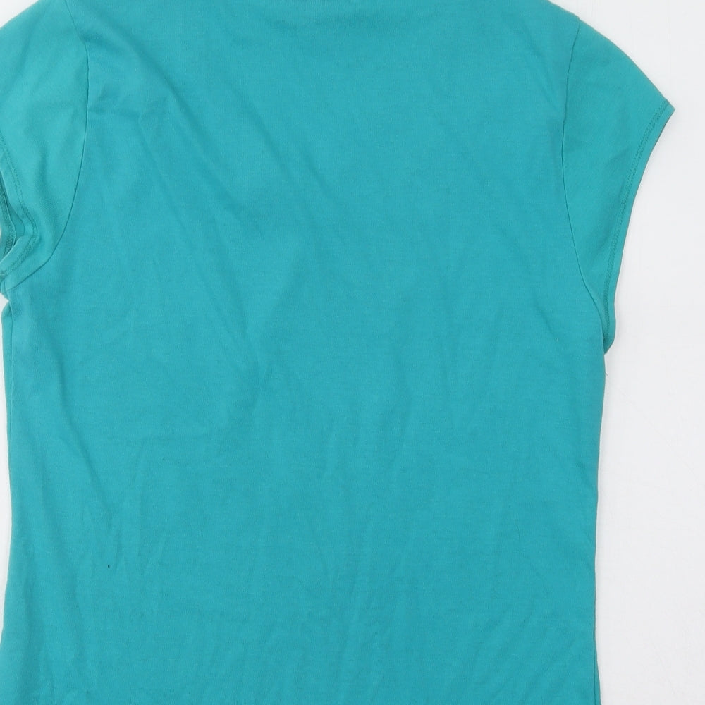 LA Gear Womens Blue Cotton Basic T-Shirt Size 16 V-Neck