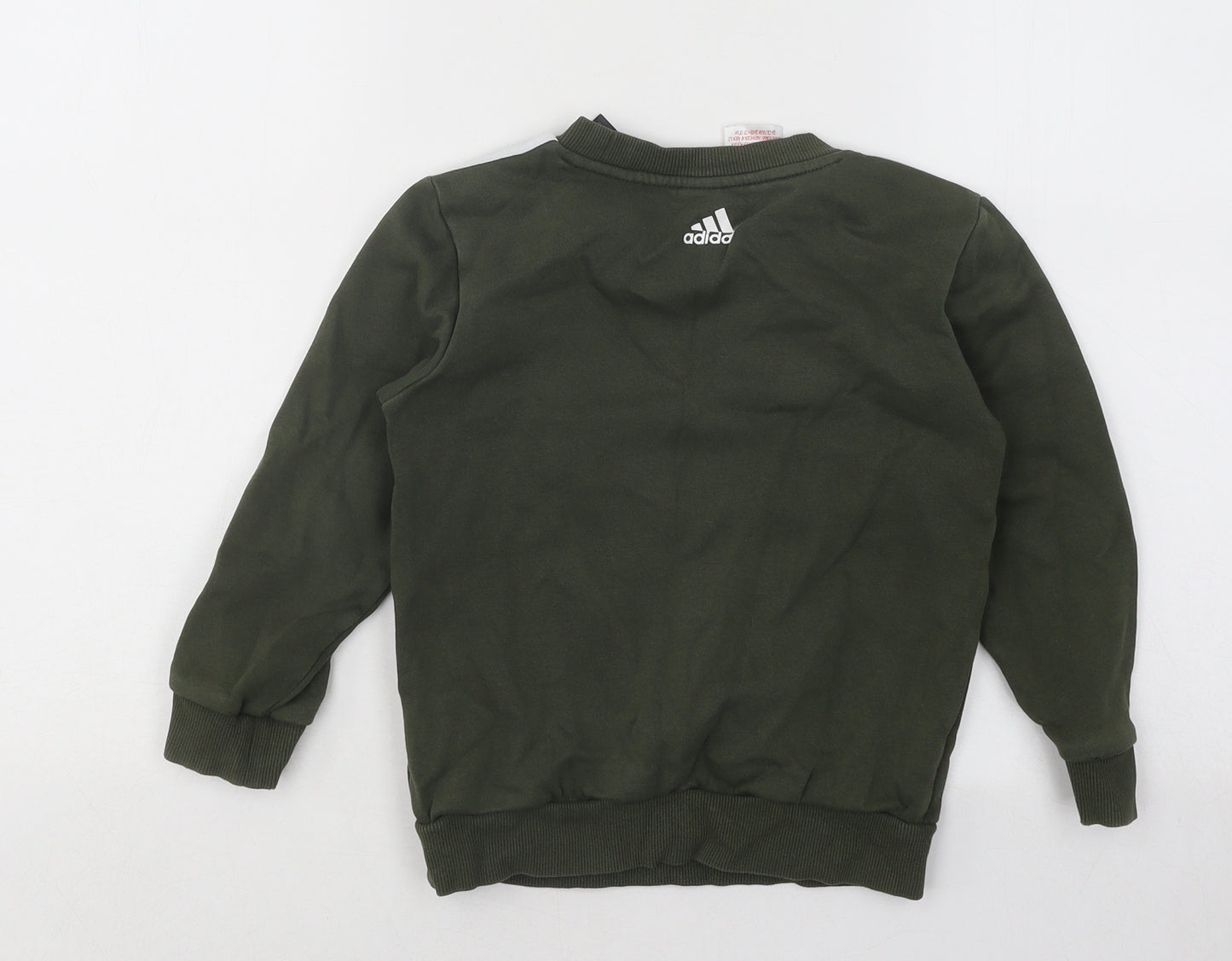 adidas Boys Green Cotton Pullover Sweatshirt Size 5-6 Years Pullover