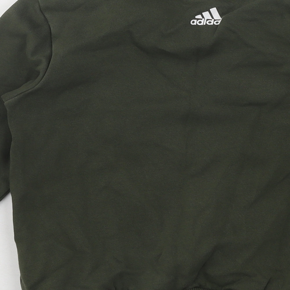 adidas Boys Green Cotton Pullover Sweatshirt Size 5-6 Years Pullover