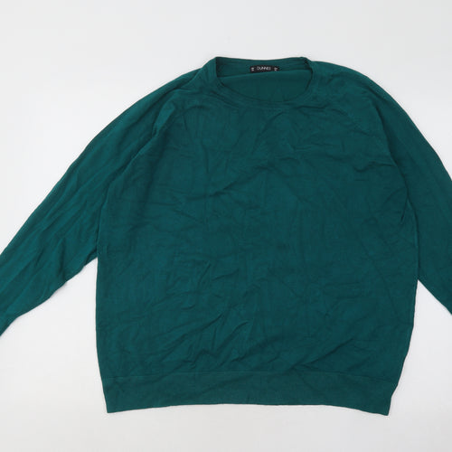 Dunnes Stores Womens Green Round Neck Cotton Pullover Jumper Size 2XL