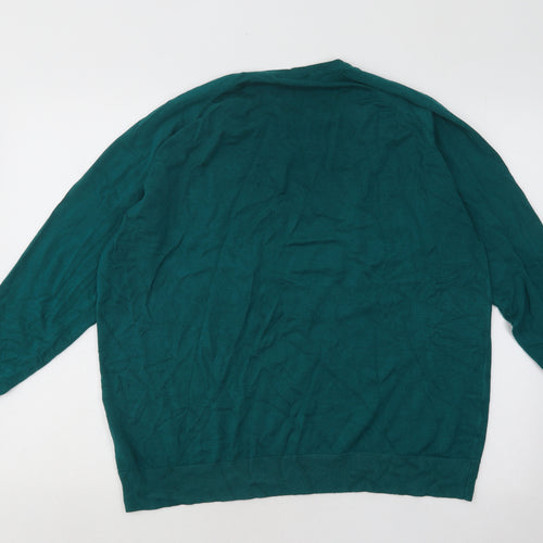 Dunnes Stores Womens Green Round Neck Cotton Pullover Jumper Size 2XL