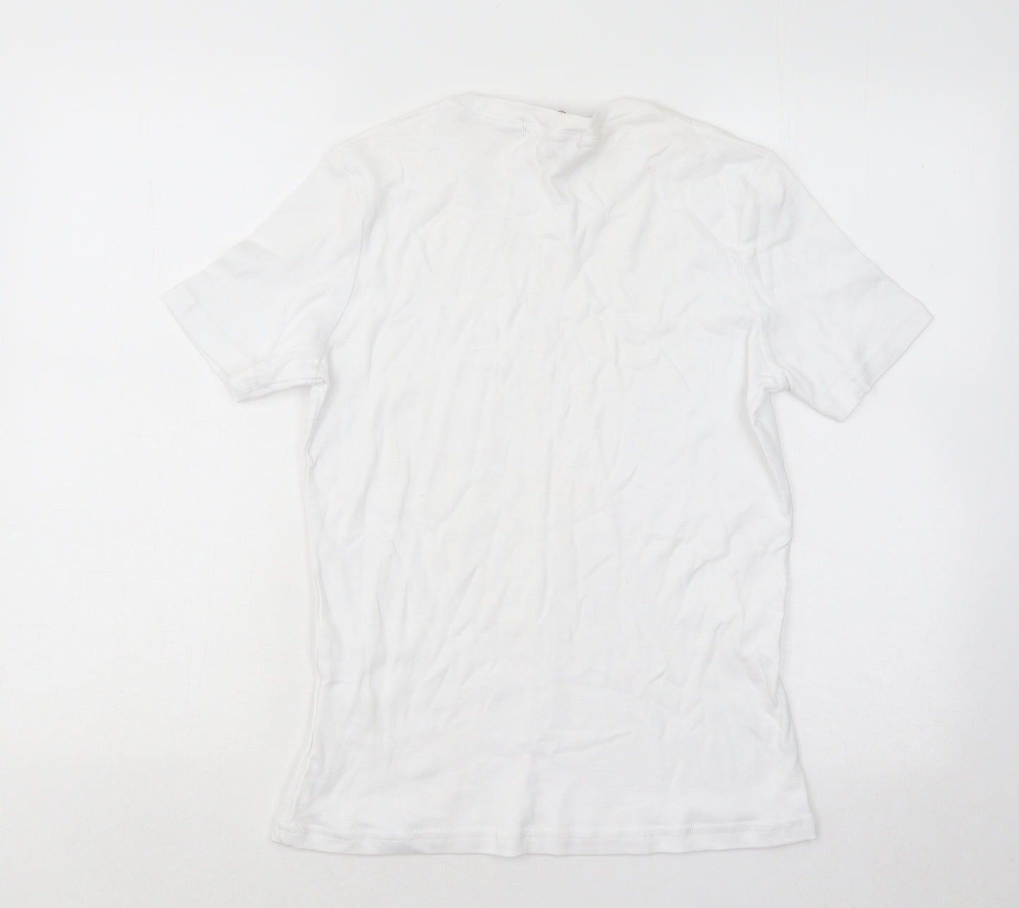 Paco Marine Womens White Cotton Basic T-Shirt Size S Round Neck - Anchor