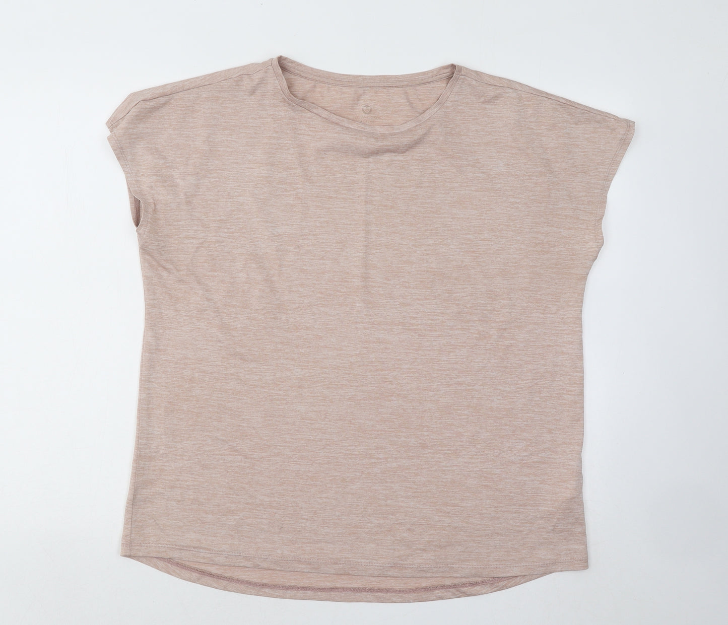 New Look Womens Beige Polyester Basic T-Shirt Size M Round Neck Pullover