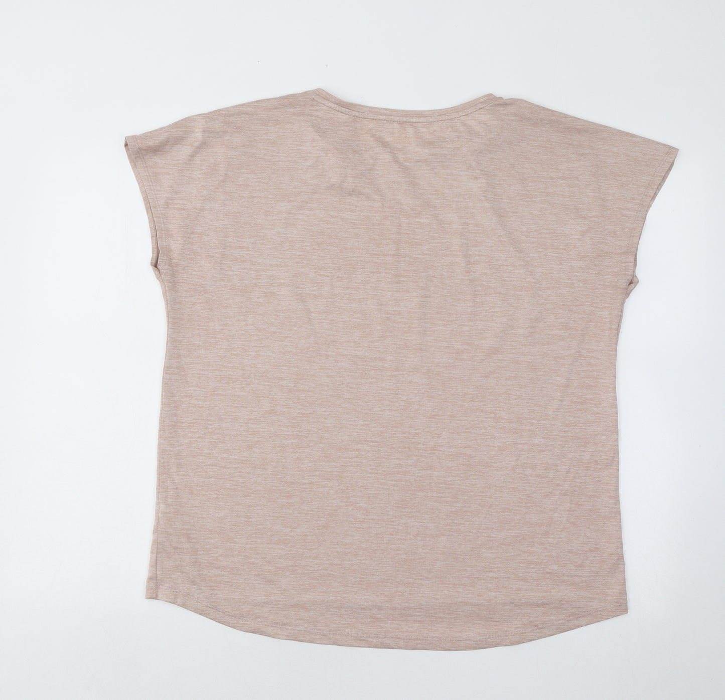 New Look Womens Beige Polyester Basic T-Shirt Size M Round Neck Pullover