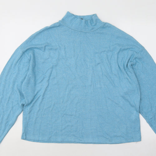 Primark Womens Blue Mock Neck Viscose Pullover Jumper Size 14