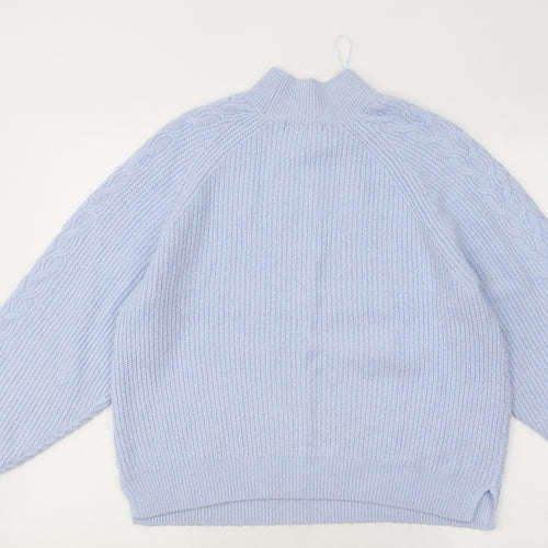 Dunnes Stores Womens Blue Mock Neck Geometric Acrylic Pullover Jumper Size M