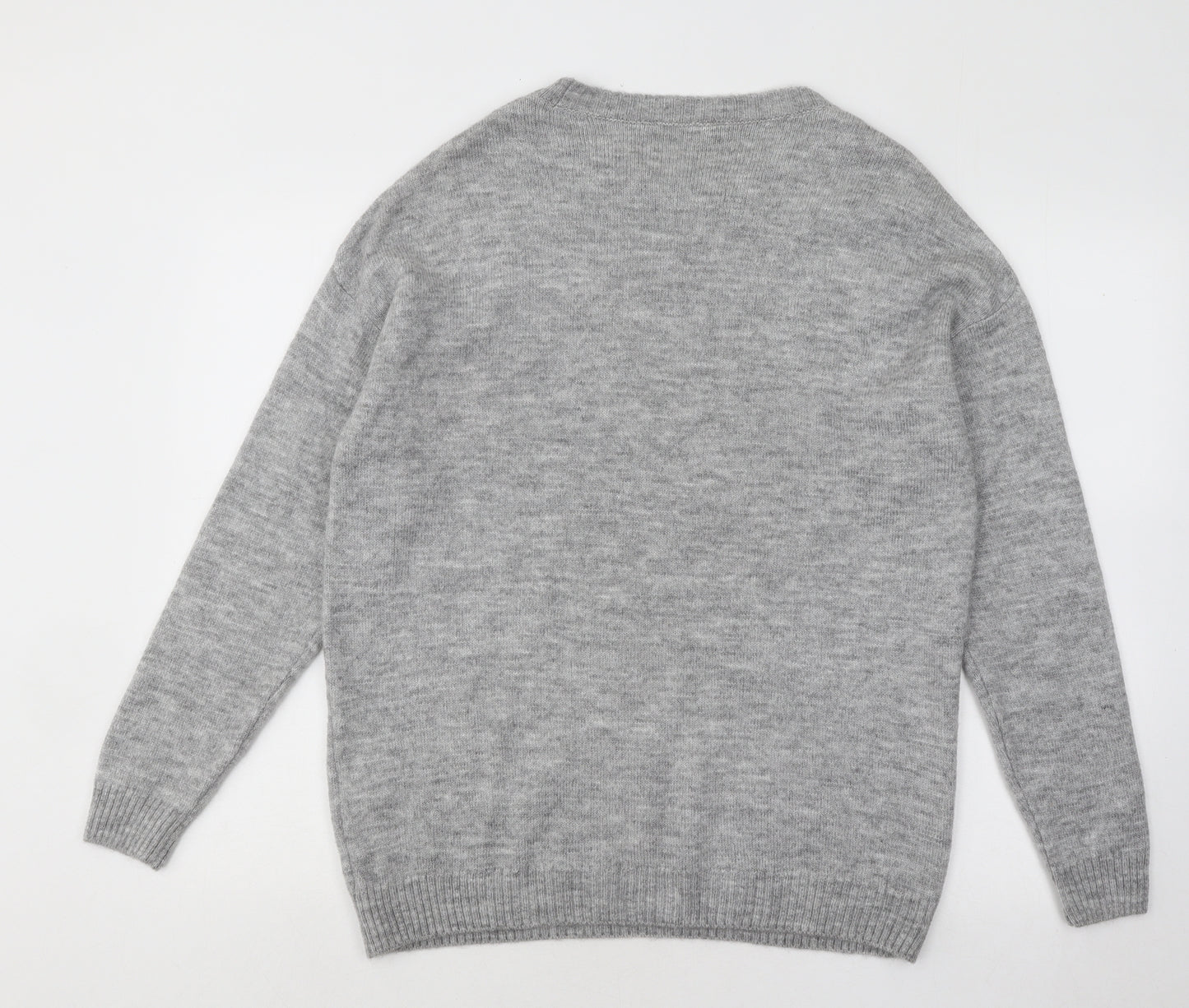 George Womens Grey Round Neck Geometric Acrylic Pullover Jumper Size 16 - Stars