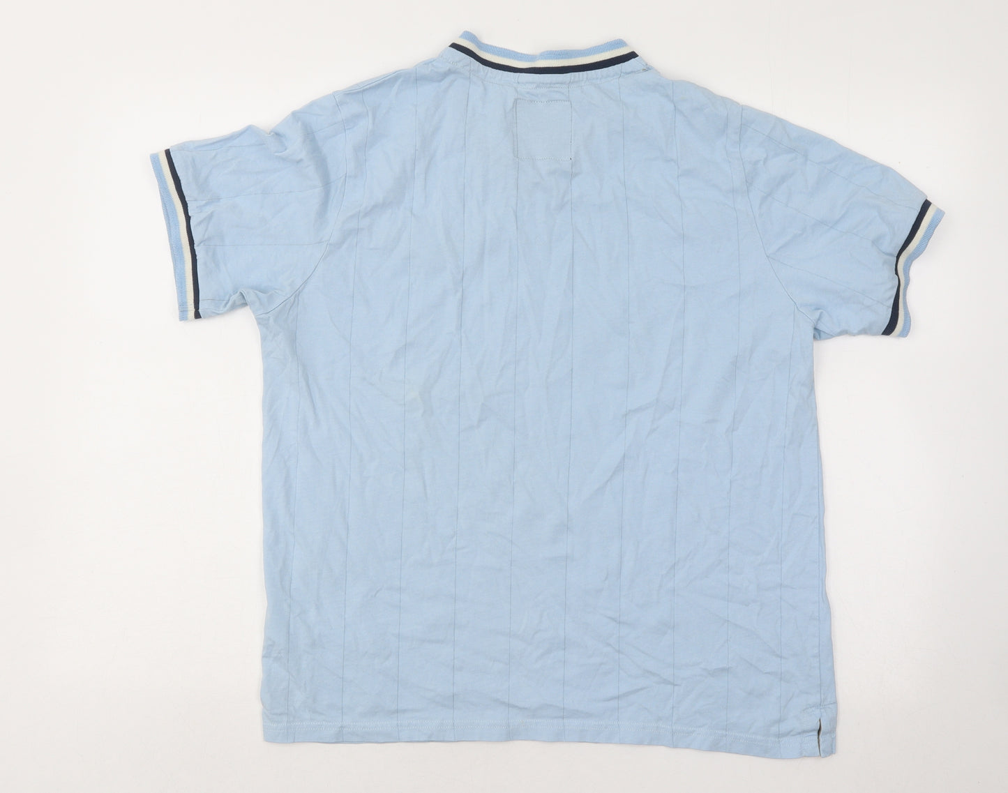 Vintage Football Town Mens Blue Cotton T-Shirt Size L V-Neck