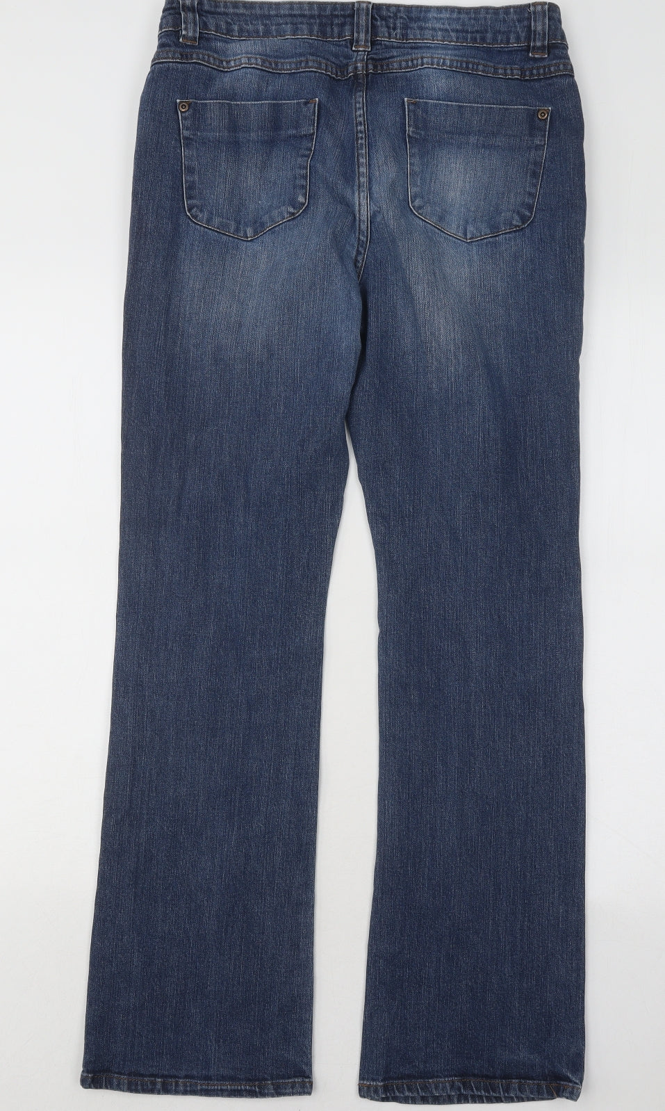 Papaya Womens Blue Cotton Bootcut Jeans Size 14 L28 in Regular Button