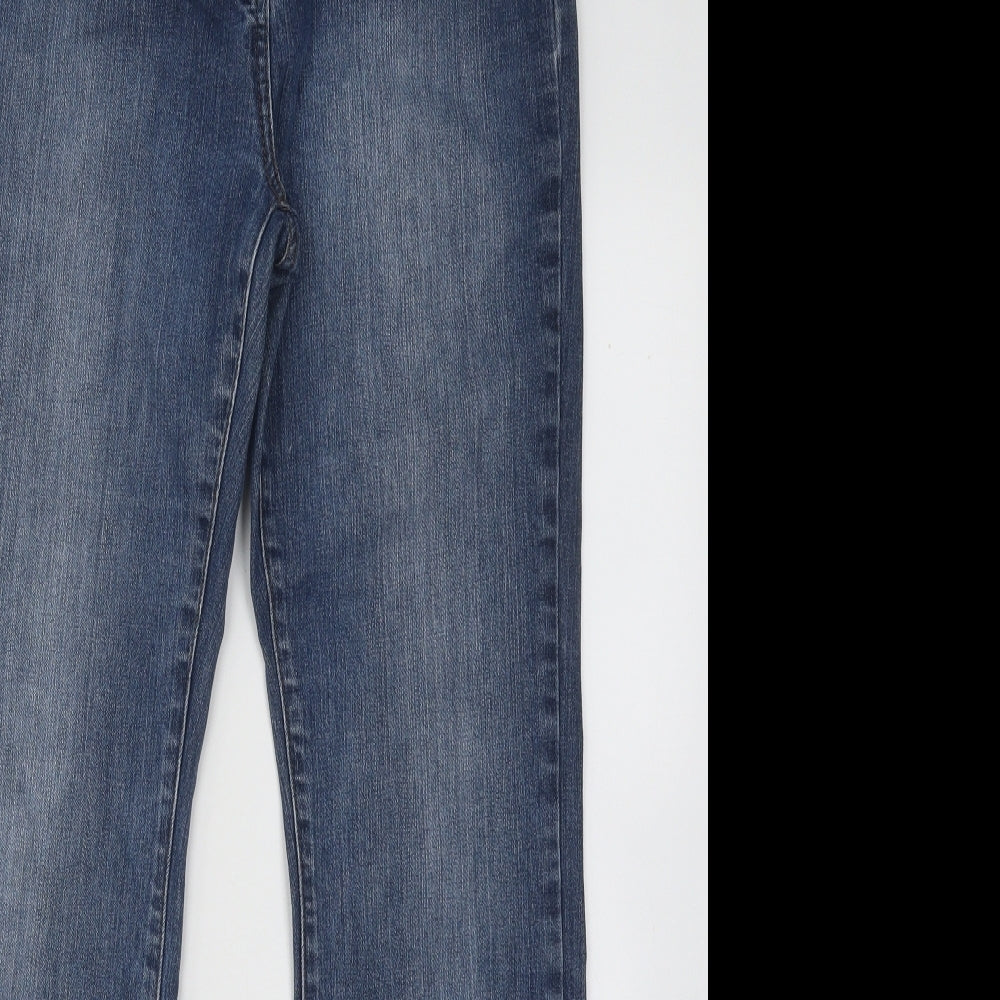 Papaya Womens Blue Cotton Bootcut Jeans Size 14 L28 in Regular Button