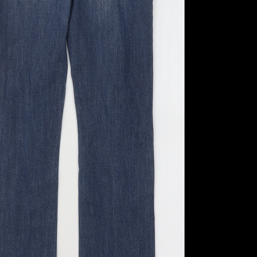 Papaya Womens Blue Cotton Bootcut Jeans Size 14 L28 in Regular Button