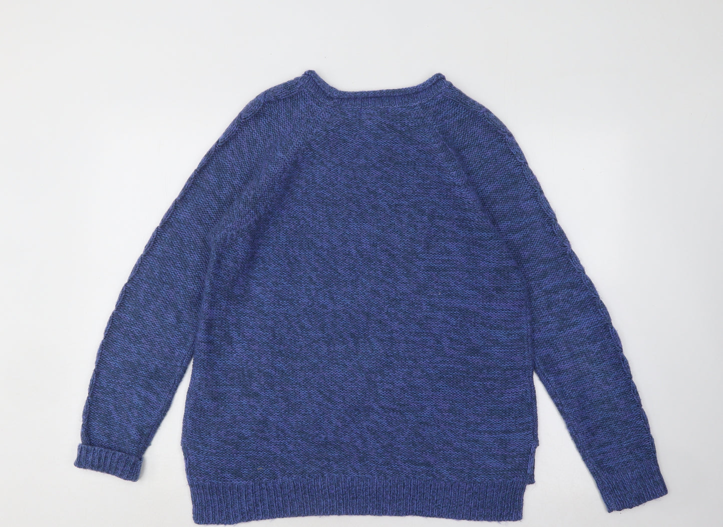 F&F Womens Blue Round Neck Geometric Acrylic Pullover Jumper Size 14