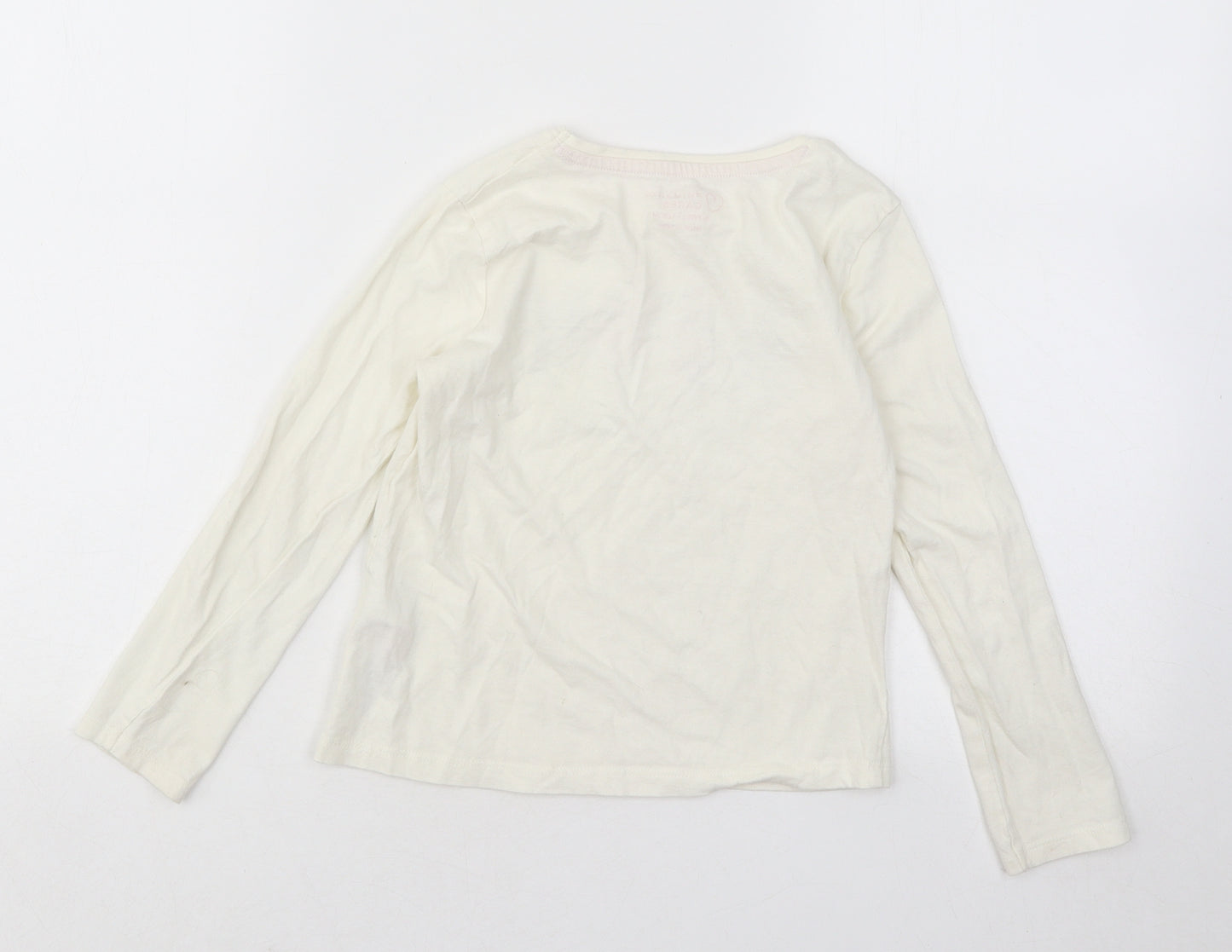 Primark Girls Ivory Cotton Basic T-Shirt Size 6-7 Years Round Neck Pullover - Just Be Wonderful Flowers