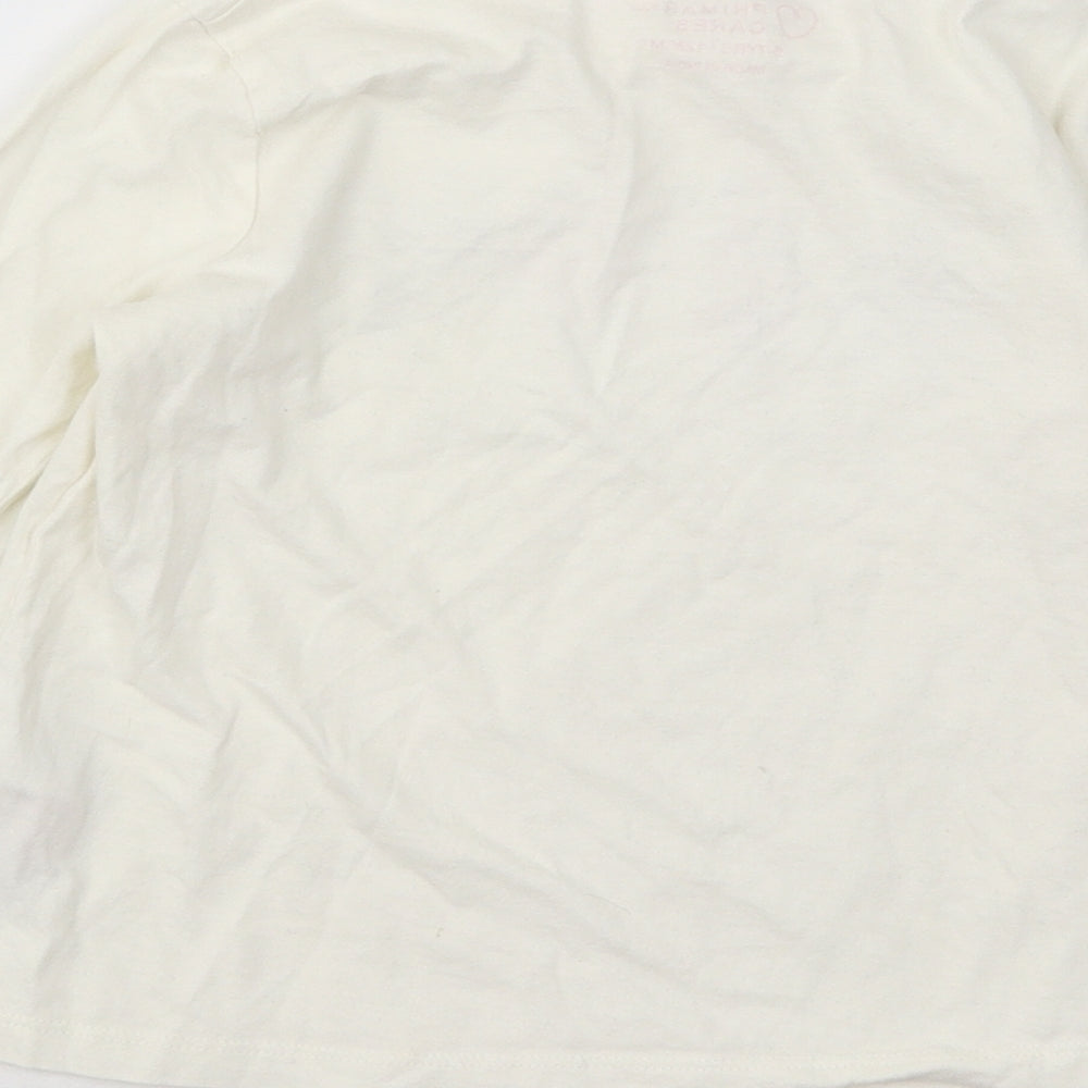 Primark Girls Ivory Cotton Basic T-Shirt Size 6-7 Years Round Neck Pullover - Just Be Wonderful Flowers