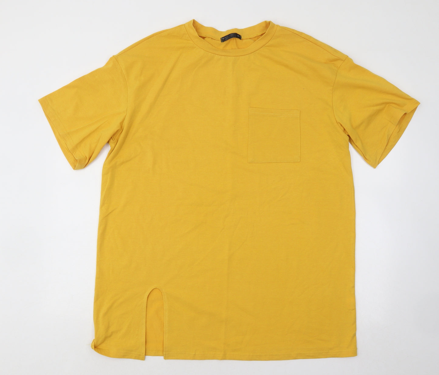 SheIn Womens Yellow Cotton Basic T-Shirt Size XL Round Neck