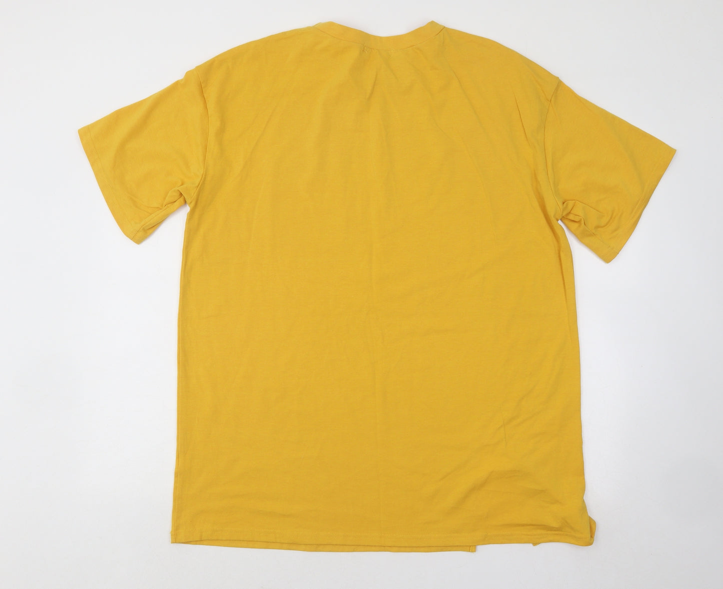 SheIn Womens Yellow Cotton Basic T-Shirt Size XL Round Neck