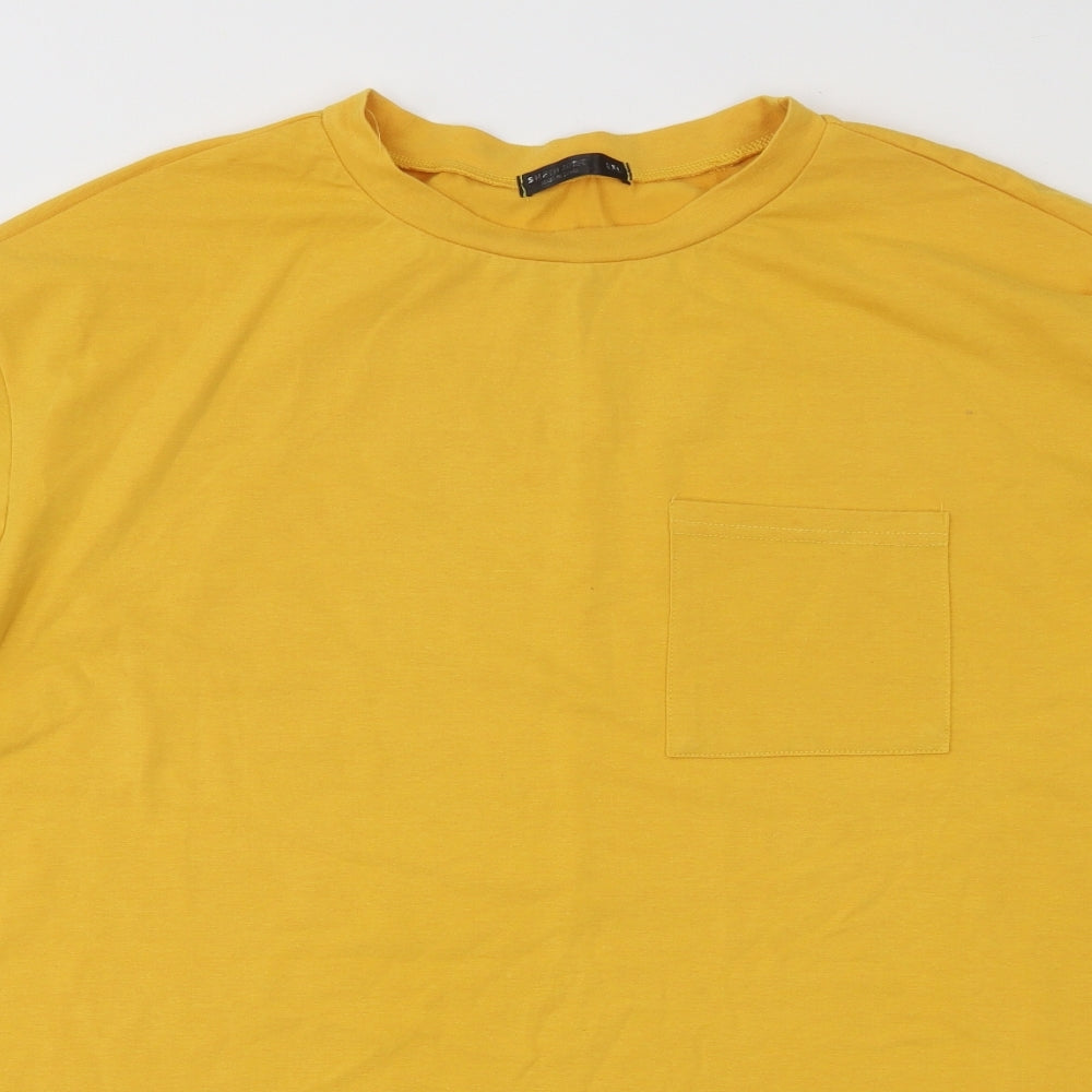 SheIn Womens Yellow Cotton Basic T-Shirt Size XL Round Neck