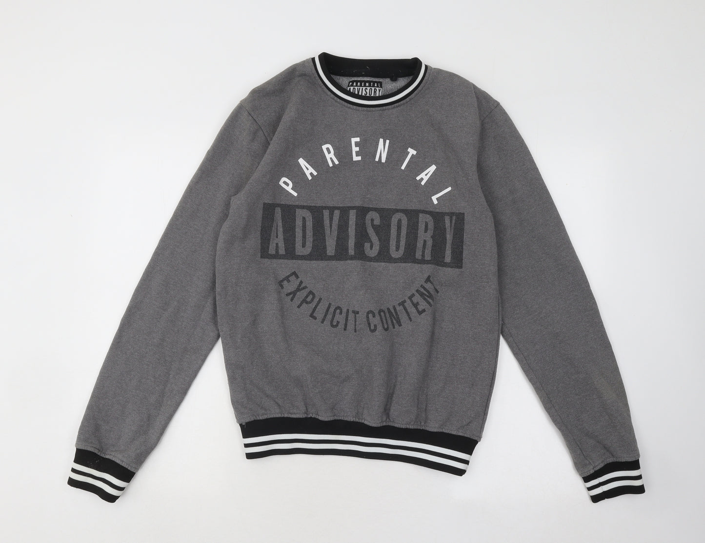 Parental Advisory Womens Grey Cotton Pullover Sweatshirt Size S Pullover