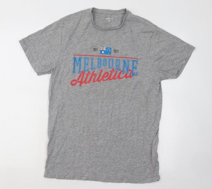 Jeff&Co Mens Grey Cotton T-Shirt Size M Round Neck - Melbourne Athletic
